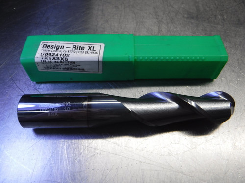 Design-Rite XL 1" 2 Flute Carbide Ballnose Endmill 1" Shank D6624102 (LOC2056B)