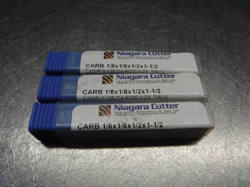 Niagara 1/8" 4 Flute Carbide Endmill 1/8" Shank QTY3 1/8x1/8x1/2x1-1/2 (LOC368)
