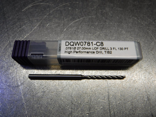 Harvey Tool 0.0781" 3 Flute Carbide Drill 3mm Shank DQW0781-C8 (LOC2137B)