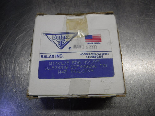 Balax M12x1.75 BD6 HSS Taps QTY12 M12x1.75 BD6 45'SPFL (LOC1813C)