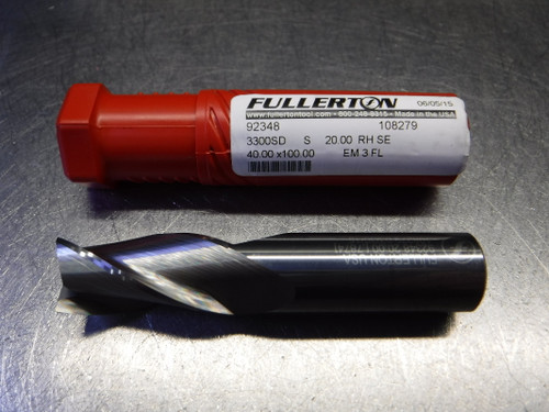 Fullerton 20mm 3 Flute Carbide Endmill 20mm Shank 92348 (LOC1230A)