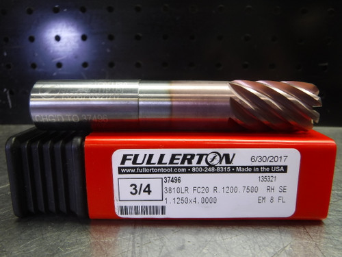 Fullerton Tool 3/4" Solid Carbide Endmill 8 Flute 37496 (LOC1513B)