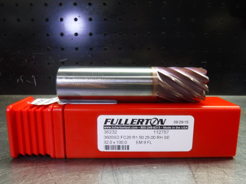 Fullerton Tool 25mm Solid Carbide Endmill 9 Flute 36232 (LOC1838D)