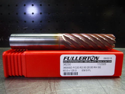 Fullerton Tool 20mm Solid Carbide Endmill 9 Flute 36230 (LOC1838D)