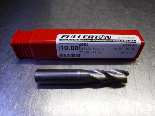 Fullerton 10mm 3 Flute Carbide Endmill 10mm Shank 92534 (LOC2140A)