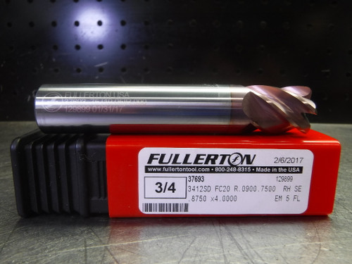 Fullerton Tool 3/4" Solid Carbide Endmill 4 Flute 37693 (LOC2133B)