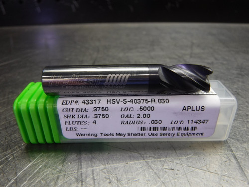 Helical 3/8" Solid Carbide Endmill 4 Flute HSV-S40375-R.030 (LOC736)