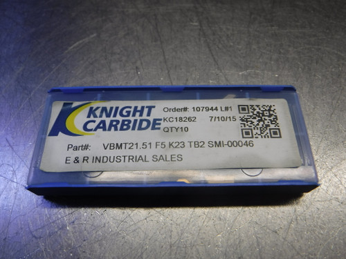 Knight Carbide Inserts QTY10 VBMT21.51 F5 K23 TB2 SMI-00046 (LOC1387B)