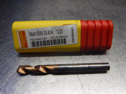 Sandvik 5.95mm Coolant Thru Carbide Drill R840-0595-30-A1A 1220 (LOC1298A)