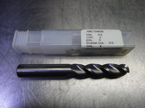 LMT.Onsrud 1/2" 3 Flute Ballnose Carbide Endmill 1/2" Shank AMC704638 (LOC1076A)
