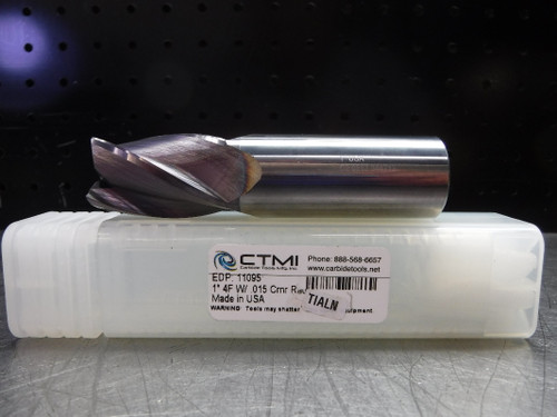 CTMI 1" Carbide Endmill 4 Flute 1" 4F W/ .015 Crnr Rad TIALN (LOC2875A)