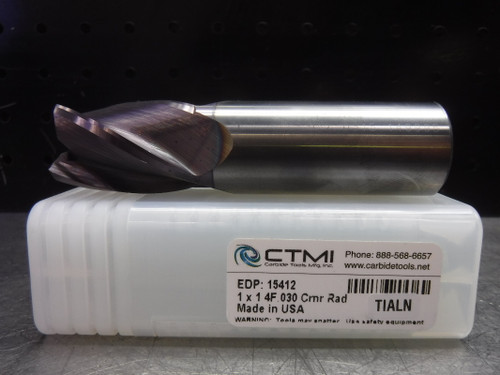 CTMI 1" Carbide Endmill 4 Flute 1 x 1 4F .030 Crnr Rad TIALN (LOC2738C)