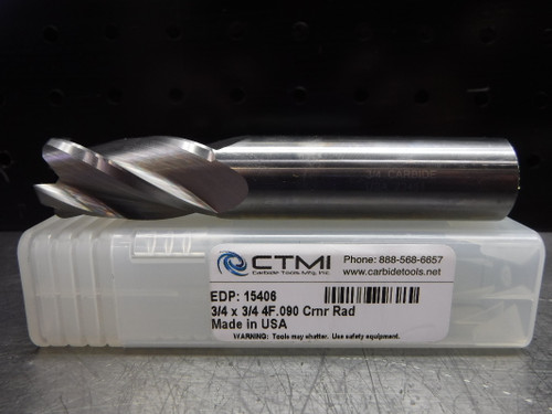 CTMI 3/4" Carbide Endmill 4 Flute 3/4 x 3/4 4F .090 Crnr Rad (LOC2739A)