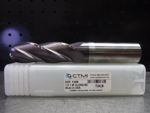 CTMI 1" Carbide Ball Nose Endmill 4 Flute 1 x 1 4F XLONG BE TIALN (LOC2739A)