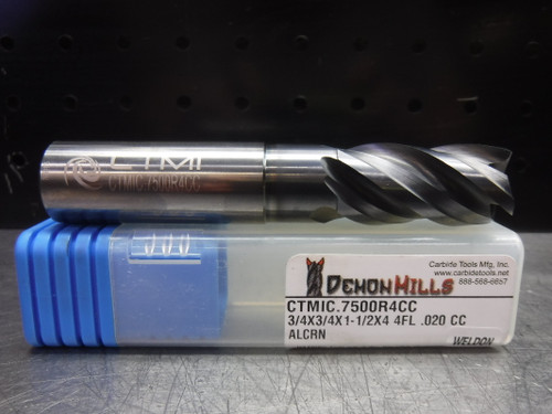 CTMI 3/4" Carbide Endmill 3/4x3/4x1-1/2x4 4FL .020 CC ALCRN Weldon (LOC3119A)