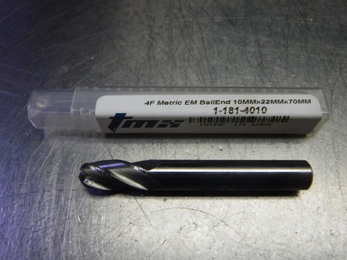 ToolMex 10mm 4 Flute Carbide Ballnose Endmill 10mm Shank 1-181-4010 (LOC3060A)