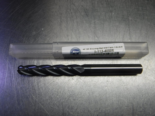 ToolMex 1/2" 4 Flute Extra Long Carbide Ballnose Endmill 1-113-40506 (LOC3060A)
