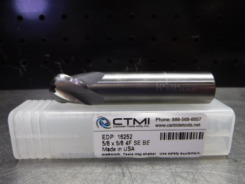 CTMI 5/8" Carbide Ball Nose Endmill 4 Flute 5/8 x 5/8 4F SE BE (LOC2954B)