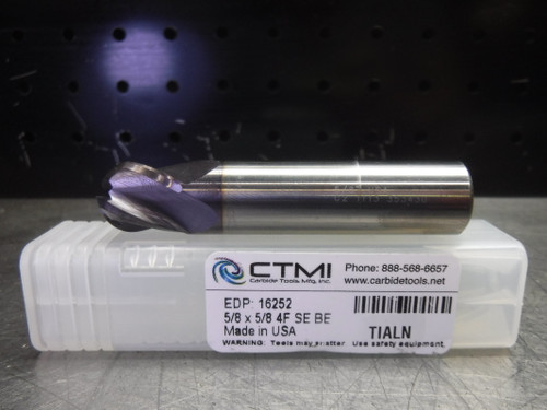 CTMI 5/8" Carbide Ball Nose Endmill 4 Flute 5/8 x 5/8 4F SE BE TIALN (LOC2954B)