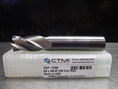 CTMI 5/8" Carbide Endmill 4 Flute 5/8 x 5/8 4F .030 Crnr Rad (LOC2050B)