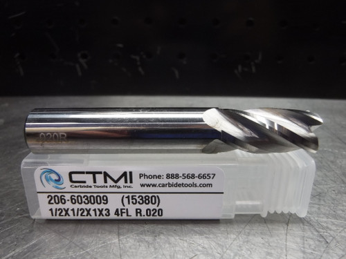 CTMI 1/2" Carbide Endmill 4 Flute 1/2x1/2x1x3 4FL R.020 (LOC2050B)