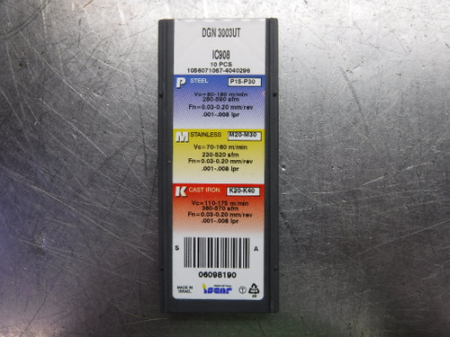 Iscar Carbide Grooving Inserts QTY10 DGN3003UT IC908 (LOC2102A) Iscar Carbide Grooving Inserts QTY10 DGN3003UT IC908 (LOC2102A)