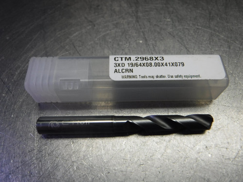 CTMI 19/64" Carbide Drill 8mm Shank 3XD 19/64x08.00x41x079 ALCRN (LOC2956B)