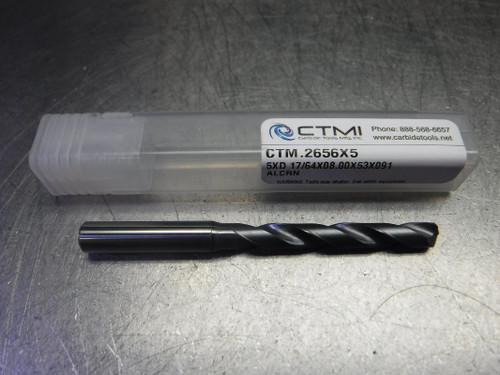CTMI 17/64" Carbide Drill 8mm Shank 5XD 17/64x08.00x53x091 ALCRN (LOC2733C)