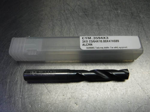 CTMI 23/64" Carbide Drill 10mm Shank 3XD 23/64x10.00x47x089 ALCRN (LOC2733C)