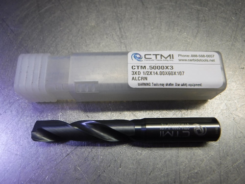 CTMI 1/2" Carbide Drill 14mm Shank 3XD 1/2X14.00X60X107 ALCRN (LOC1107A)