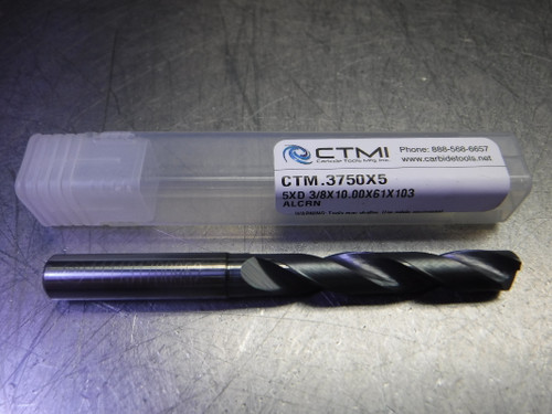CTMI 3/8" Carbide Drill 10mm Shank 5XD 3/8x10.00x61x103 ALCRN (LOC1107A)