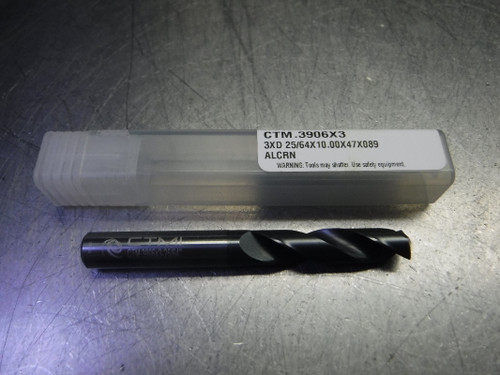 CTMI 25/64" Carbide Drill 10mm Shank 3XD 25/64x10.00x47x089 ALCRN (LOC1786)