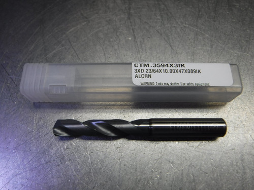 CTMI 23/64" Carbide Drill 10mm Shank 3XD 23/64x10.00x47x089IK ALCRN (LOC1786)