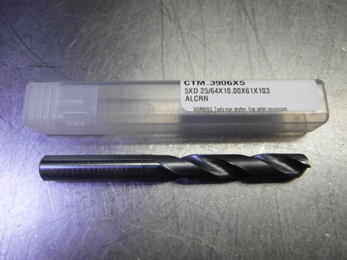 CTMI 25/64" Carbide Drill 10mm Shank 5XD 25/64x10.00x61x103 ALCRN (LOC1640)