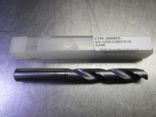 CTMI 15/32" Carbide Drill 12mm Shank 5XD 15/32x12.00x71x118 ALCRN (LOC1633B)