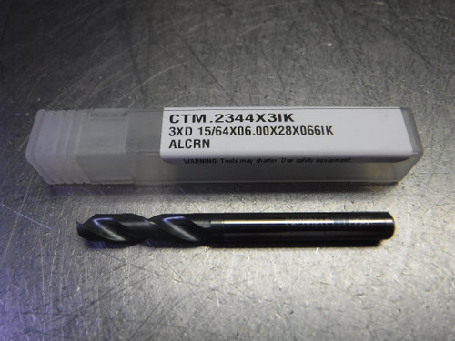 CTMI 15/64" Coolant Thru Carbide Drill 3XD 15/64x06.00x28x066IK ALCRN (LOC1633B)