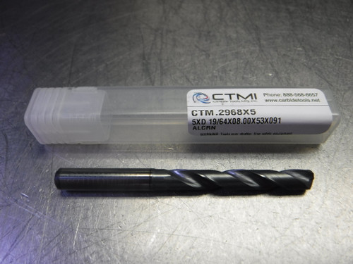 CTMI 19/64" Carbide Drill 8mm Shank 5XD 19/64x08.00x53x091 ALCRN (LOC1633B)