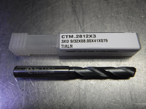 CTMI 9/32" Carbide Drill 8mm Shank 3XD 9/32x08.00x41x079 TIALN (LOC538A)