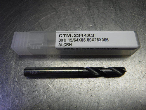 CTMI 15/64" Carbide Drill 6mm Shank 3XD 15/64x06.00x28x066 ALCRN (LOC538A)