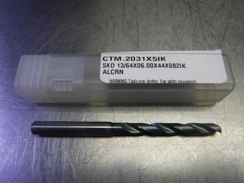 CTMI 13/64" Coolant Thru Carbide Drill 5XD 13/64x06.00x44x082IK ALCRN (LOC528B)