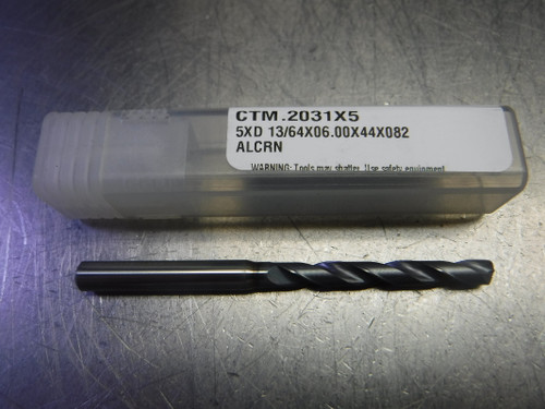 CTMI 13/64" Carbide Drill 6mm Shank 5XD 13/64x06.00x44x082 ALCRN (LOC528B)