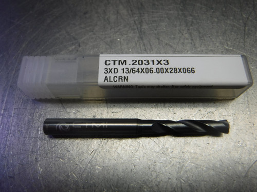 CTMI 13/64" Carbide Drill 6mm Shank 3XD 13/64x06.00x28x066 ALCRN (LOC528B)