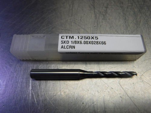 CTMI 1/8" Carbide Drill 6mm Shank 5XD 1/8x06.00x028x66 ALCRN (LOC528B)