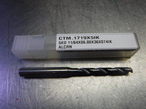 CTMI 11/64" Coolant Thru Carbide Drill 5XD 11/64x06.00x36x074IK ALCRN (LOC527)
