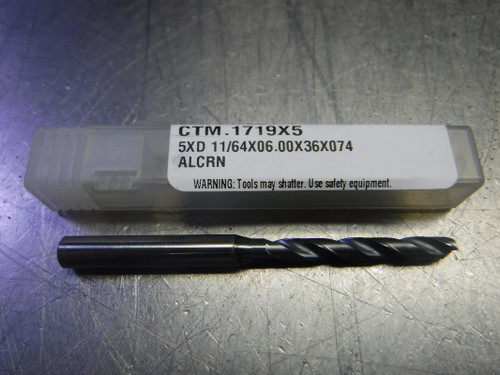 CTMI 11/64" Carbide Drill 6mm Shank 5XD 11/64x06.00x36x074 ALCRN (LOC527)