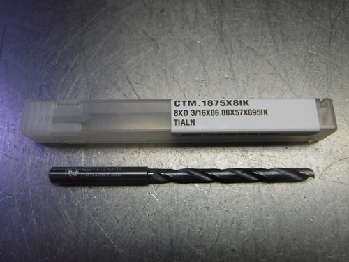 CTMI 3/16" Coolant Thru Carbide Drill 8XD 3/16x06.00x57x095IK TIALN (LOC527)