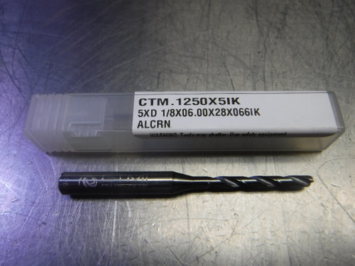 CTMI 1/8" Coolant Thru Carbide Drill 5XD 1/8x06.00x28x066IK ALCRN (LOC526)