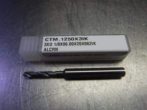 CTMI 1/8" Coolant Thru Carbide Drill 3XD 1/8x06.00x20x062IK ALCRN (LOC526)