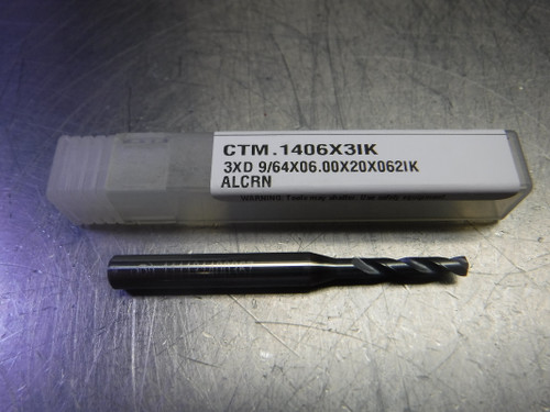 CTMI 9/64" Coolant Thru Carbide Drill 3XD 9/64x06.00x20x062IK ALCRN (LOC526)