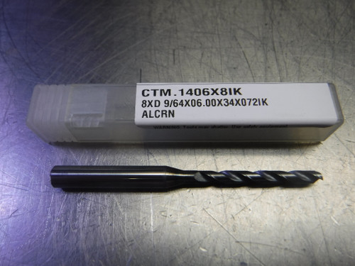 CTMI 9/64" Coolant Thru Carbide Drill 8XD 9/64x06.00x34x072IK ALCRN (LOC526)